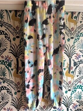 Colsie Pastel Tie-Dye Jogger Pants with Black Accents